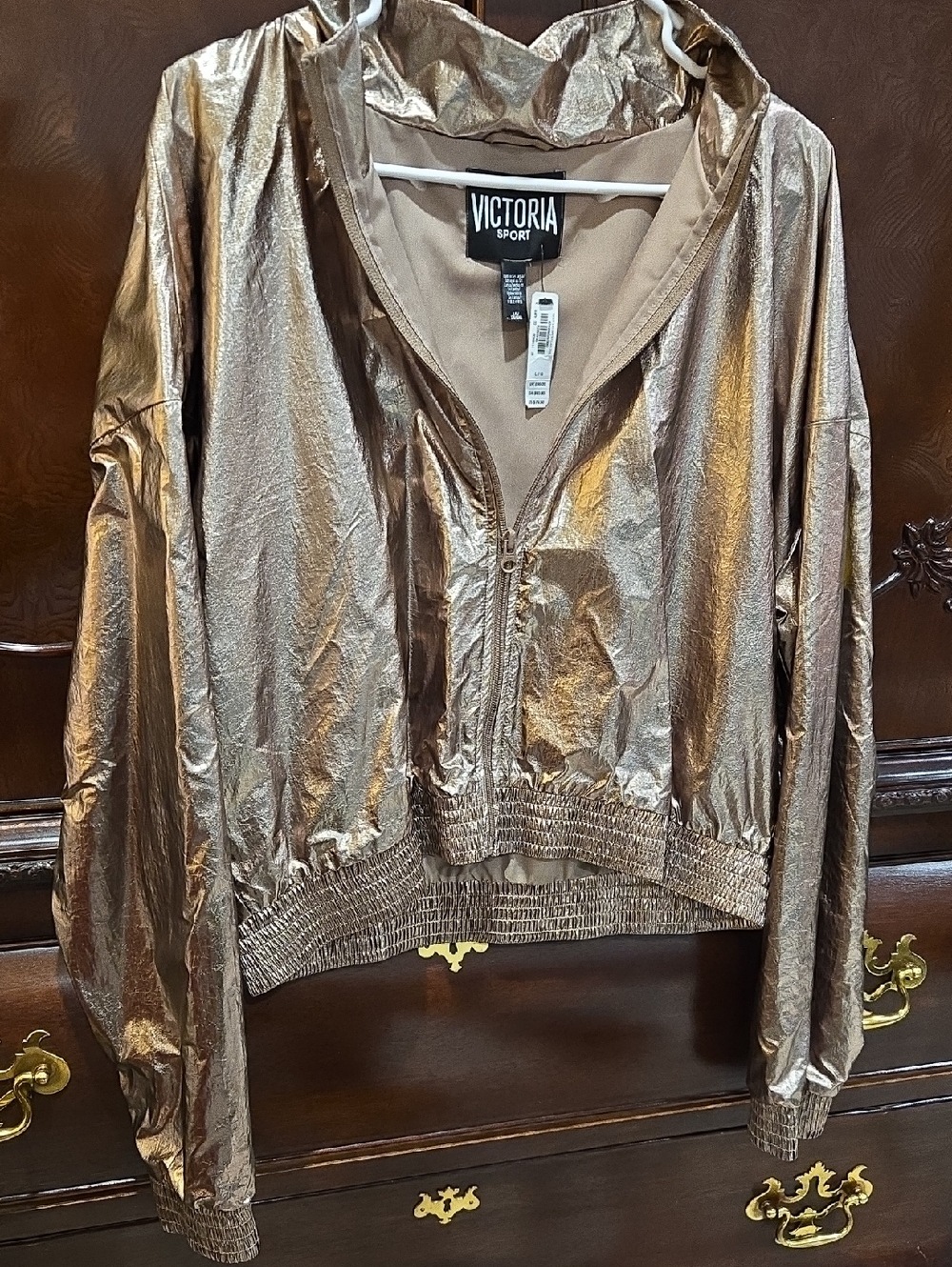 Victoria's Secret Metallic Gold Hooded Zip Jacket